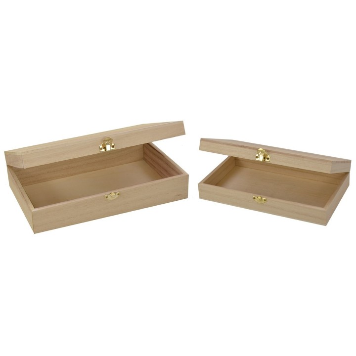 Set of two rectangular wooden boxes