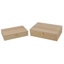 Set of two rectangular wooden boxes