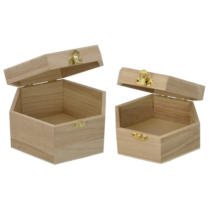 Set due scatole esagonali in legno