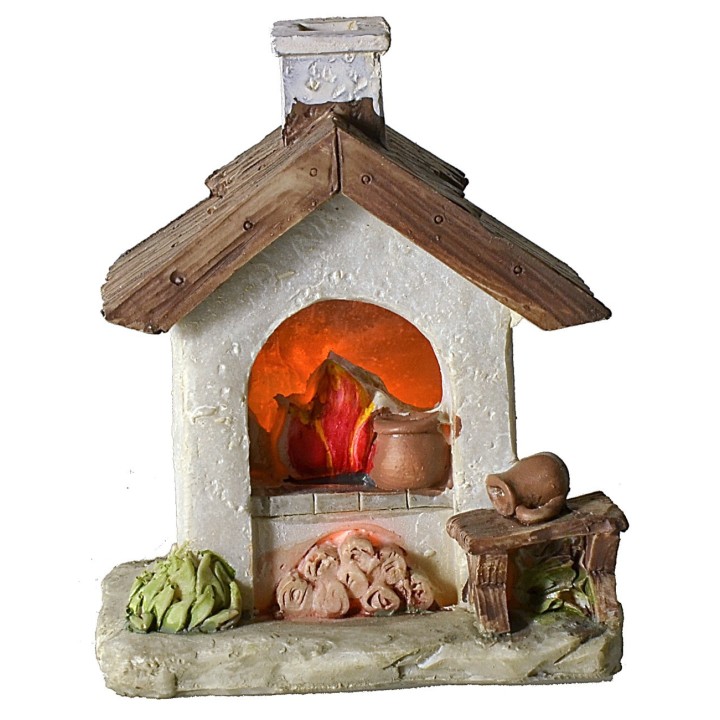 Forno con fuoco funzionante a batterie cm 9x6x10,8 h