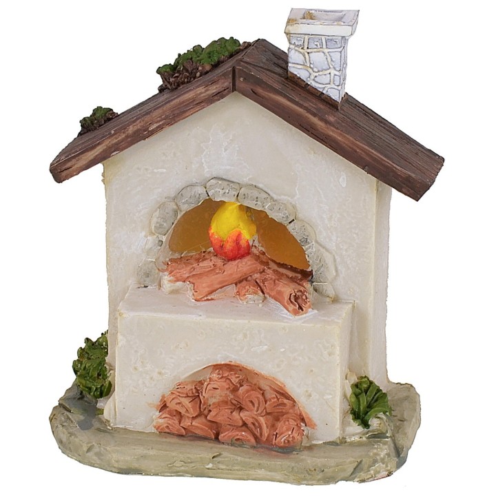 Oven with wood and battery-operated fire 9x4.8x10.6 cm h