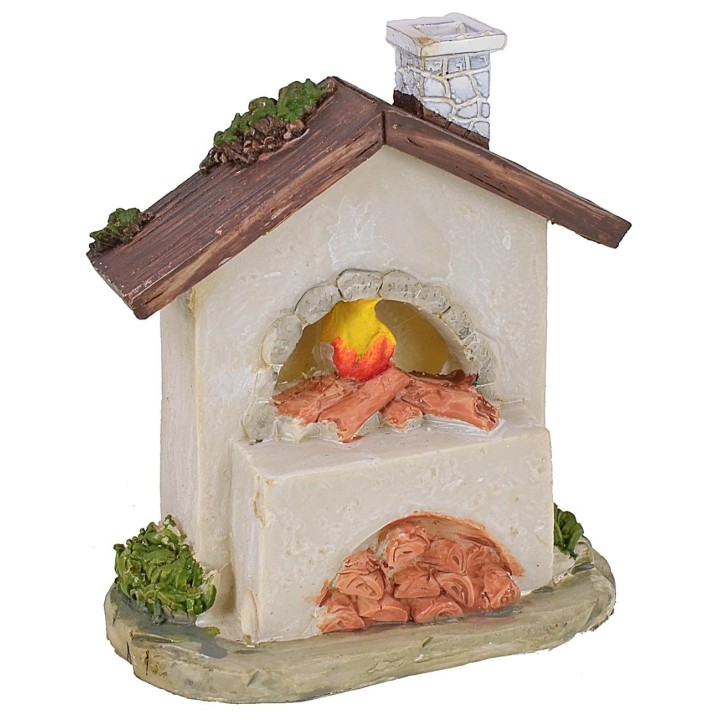 Oven with wood and battery-operated fire 9x4.8x10.6 cm h