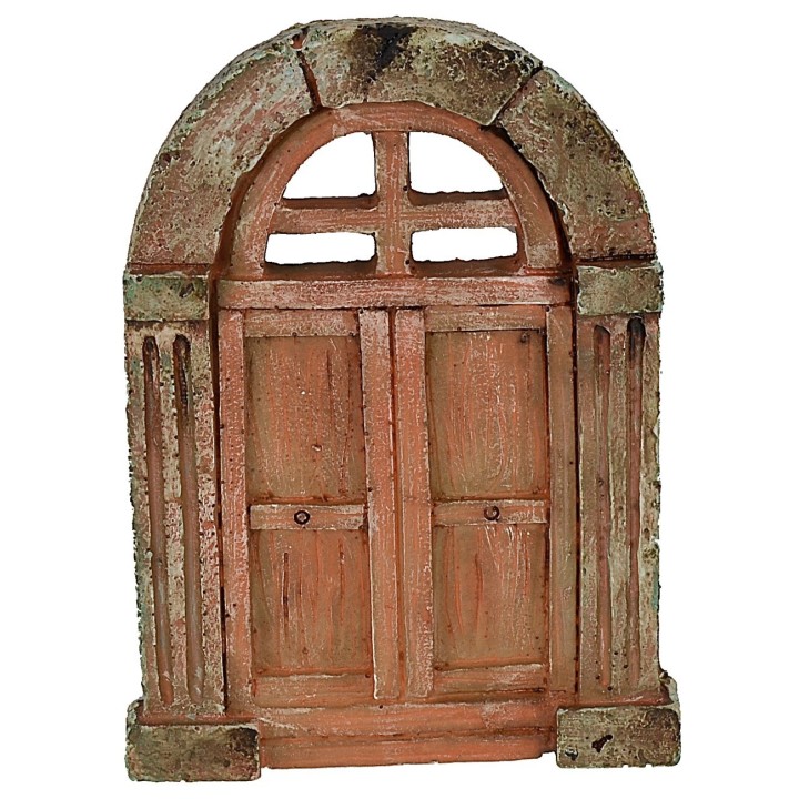 Puerta de resina de dos hojas con arco de 7x0,9x9,7 cm h