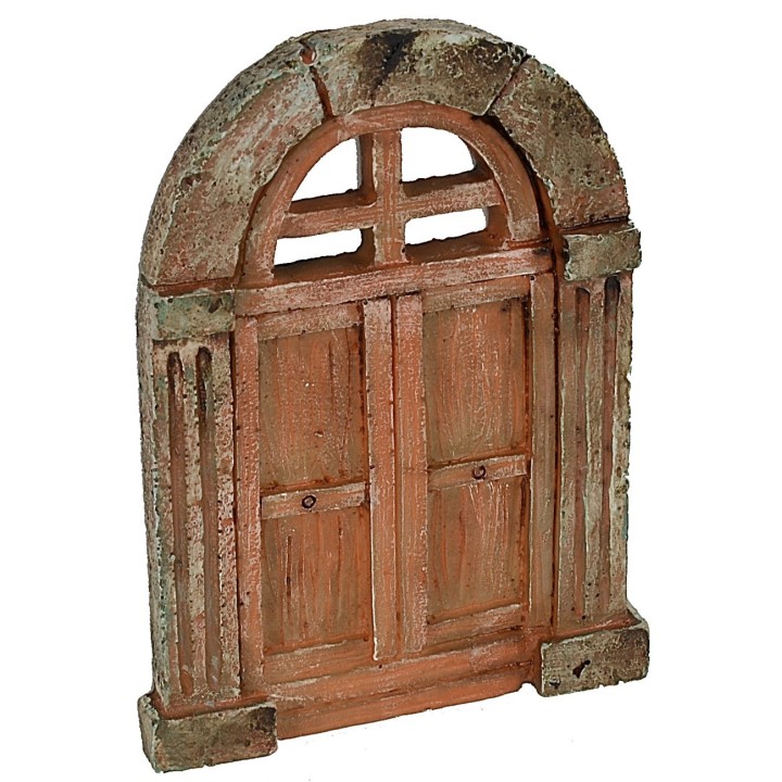 Puerta de resina de dos hojas con arco de 7x0,9x9,7 cm h