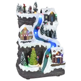 Christmas scenery with lighted track running on electricity cm