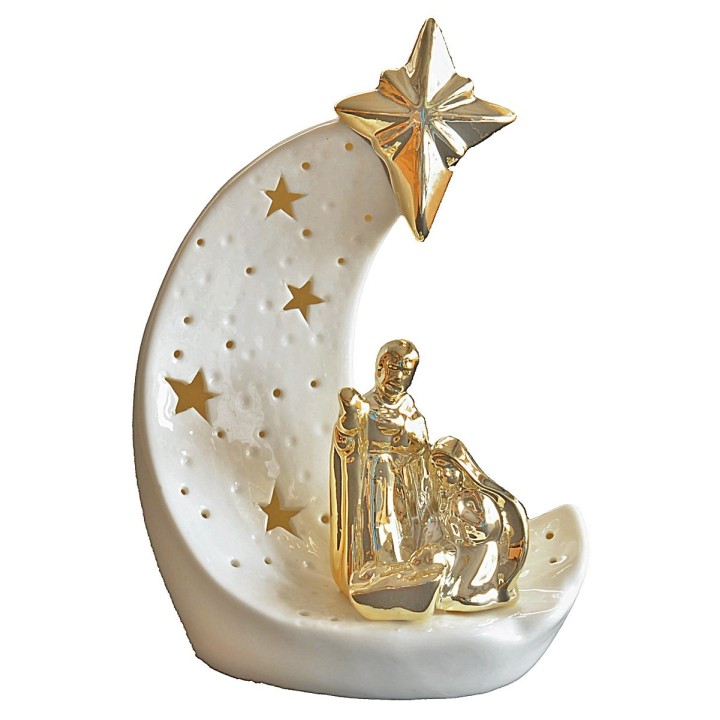 Natividad con cometa en porcelana iluminada de 17x10,3x24,5 cm h