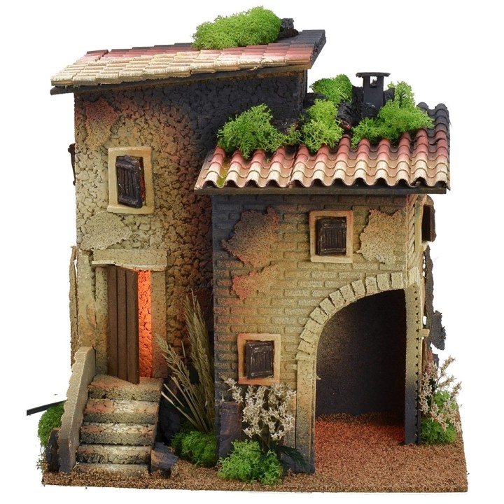 Casa iluminada con gran arco angular para tienda o cueva de