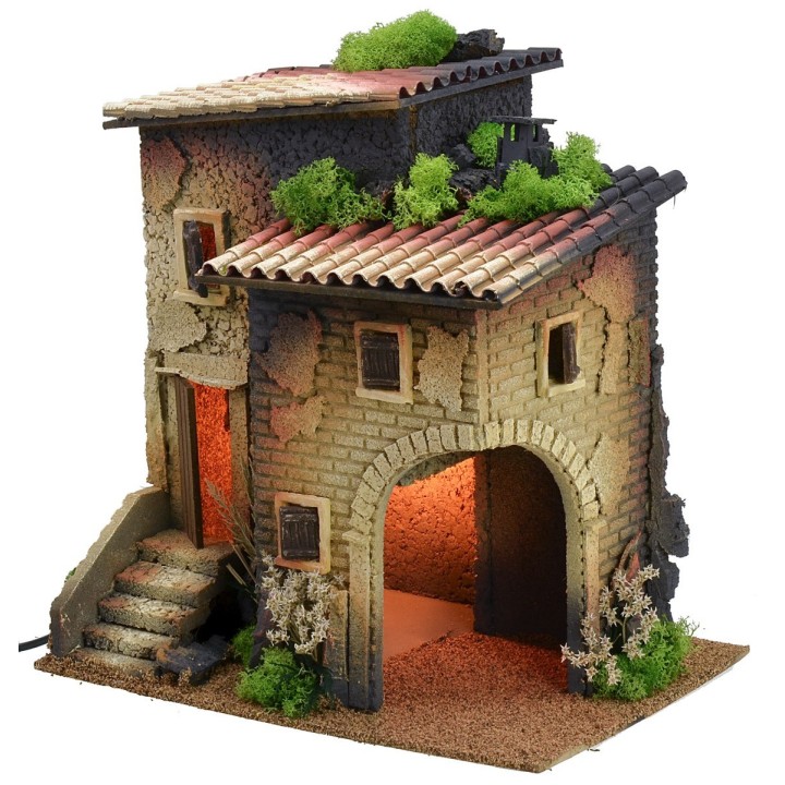 Casa iluminada con gran arco angular para tienda o cueva de
