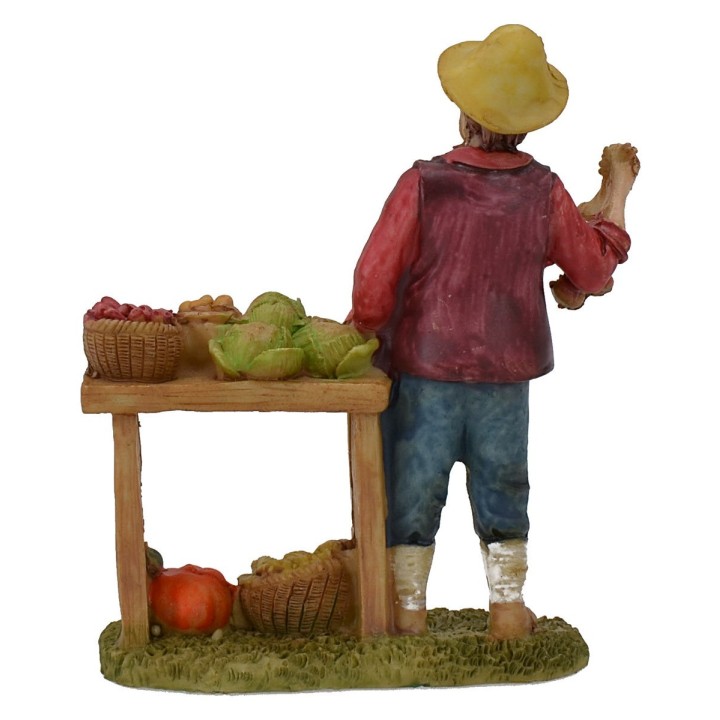 Hortelano con puesto de verduras de resina 10 cm.