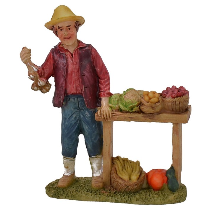 Resin greengrocer with banquet of vegetables 10 cm