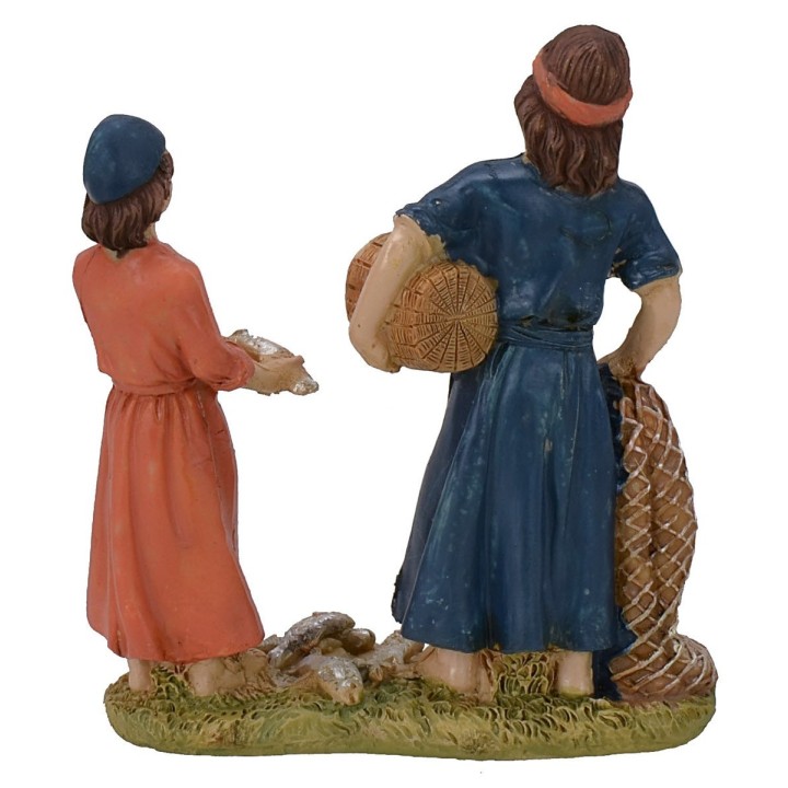Escena de pescadores en resina de 9 cm