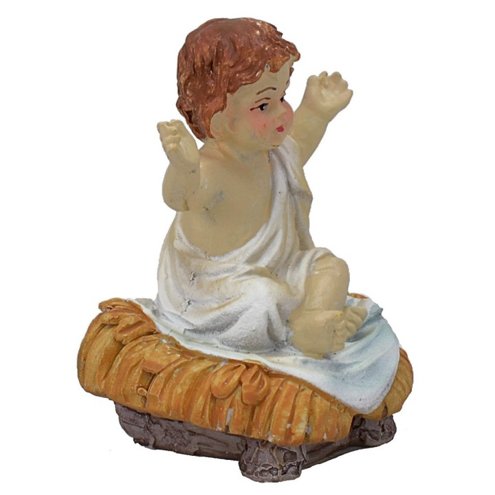 Gesù Bambino seduto in resina cm 7,5 h per statue h 20-24 cm