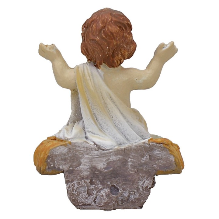 Gesù Bambino seduto in resina cm 7,5 h per statue h 20-24 cm