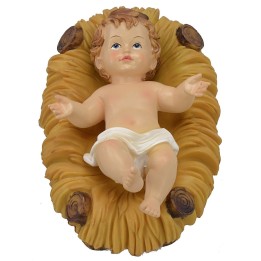 Gesù Bambino cm 15,5x10,5 in resina con culla per statue da 40