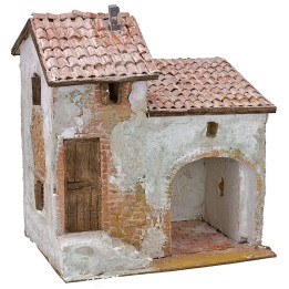 Stuccoed house with workshop and staircase cm 24x16x18 h