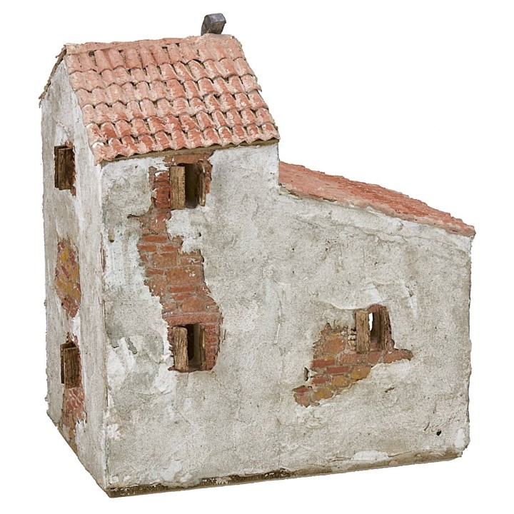 Casa stuccata con bottega cm 24,5x16x30 h