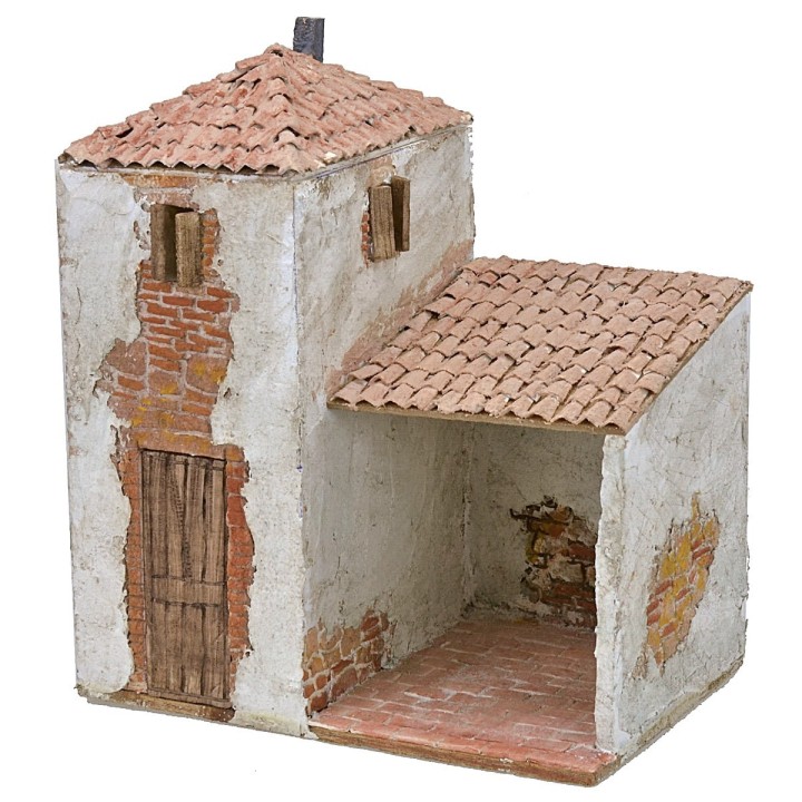 Stuccoed house with portico cm 24x16x29,5 h