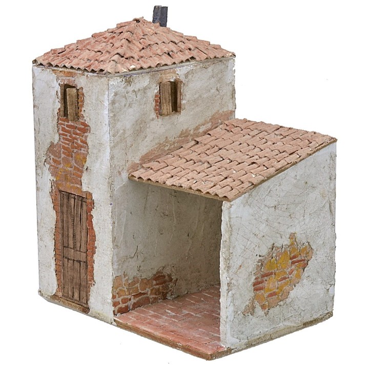 Stuccoed house with portico cm 24x16x29,5 h