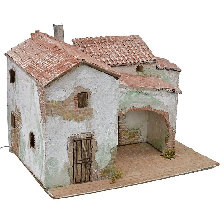 Borgo stuccato illuminato cm 40x30x31 h