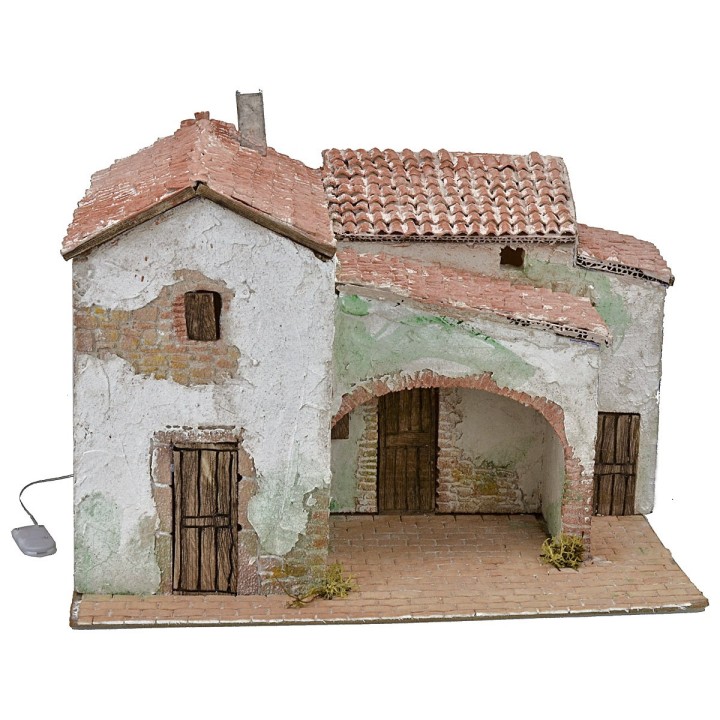 Borgo stuccato illuminato cm 40x30x31 h
