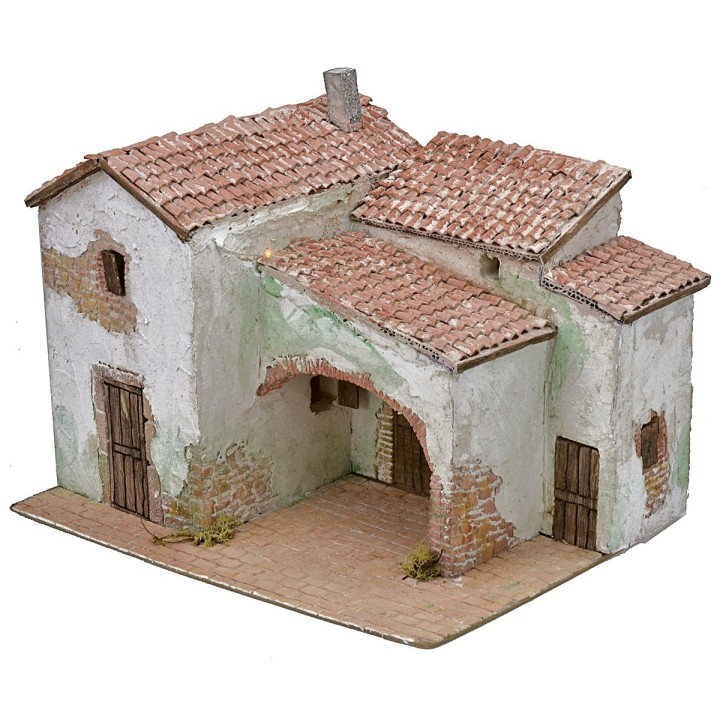 Borgo stuccato illuminato cm 40x30x31 h