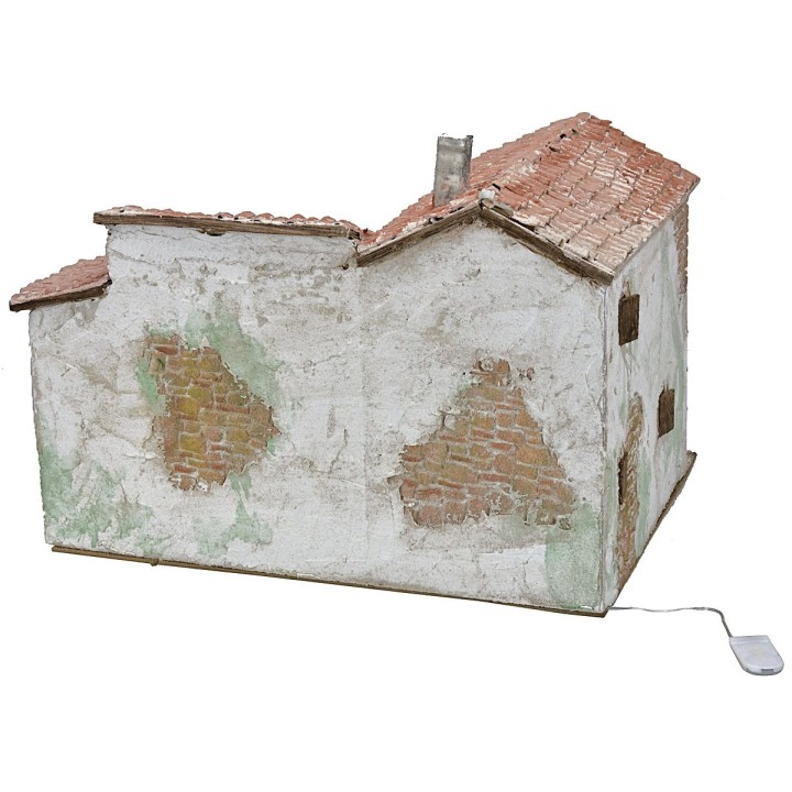 Borgo stuccato illuminato completo di statuine cm 40x30x31 h