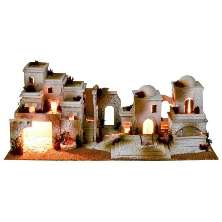 Presepe arabo con luci, fontana a doppio rubinetto e fuoco