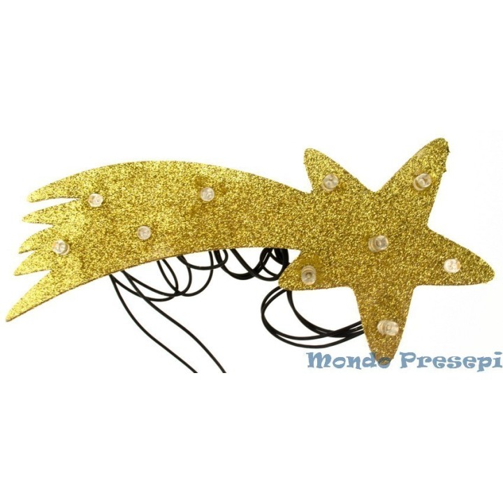 10 led wooden gold comet star - Art. 