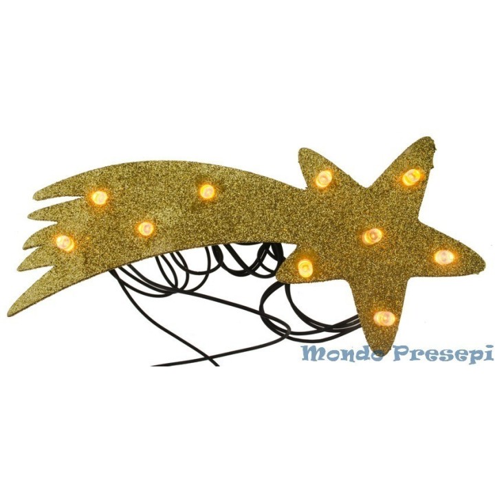 10 led wooden gold comet star - Art. 