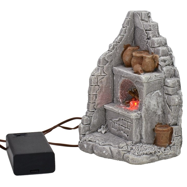 Corner oven with battery-operated fire cm 7,1x6,5x12,3 h