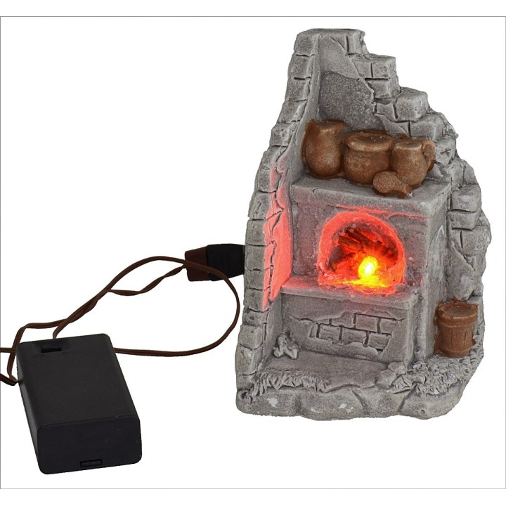 Corner oven with battery-operated fire cm 7,1x6,5x12,3 h