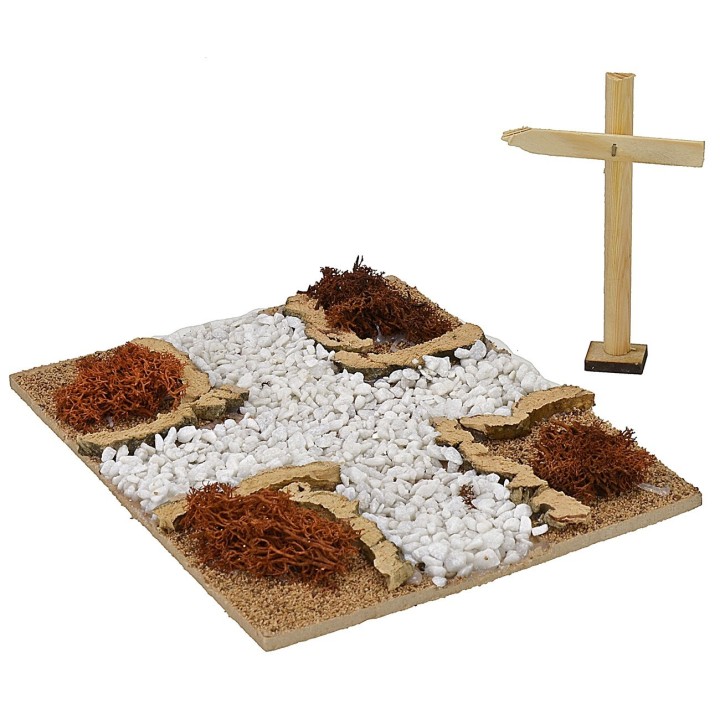 Crossroads of dirt roads in the shape of a Greek cross 19x15x1