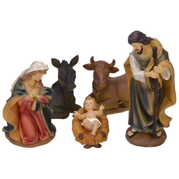 Natività 5 soggetti in resina serie 25 cm