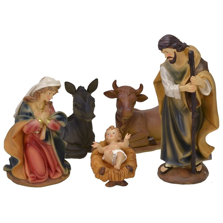Natividad 5 sujetos en resina serie 25 cm