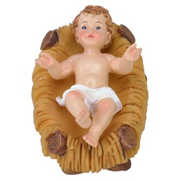 Niño Jesús de 6,5x4,5 cm en resina con cuna para estatuas de 20