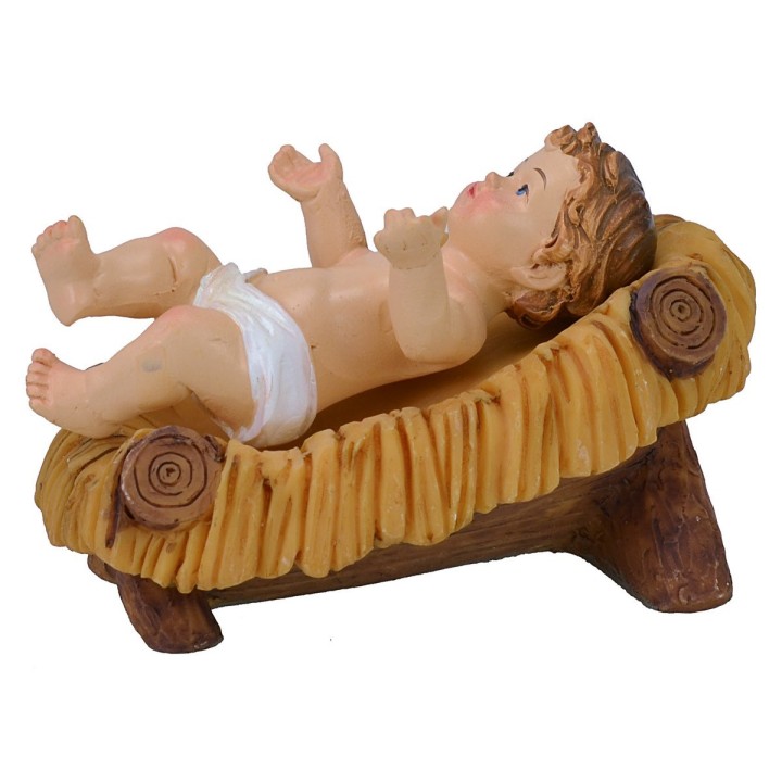 Niño Jesús de 6,5x4,5 cm en resina con cuna para estatuas de 20