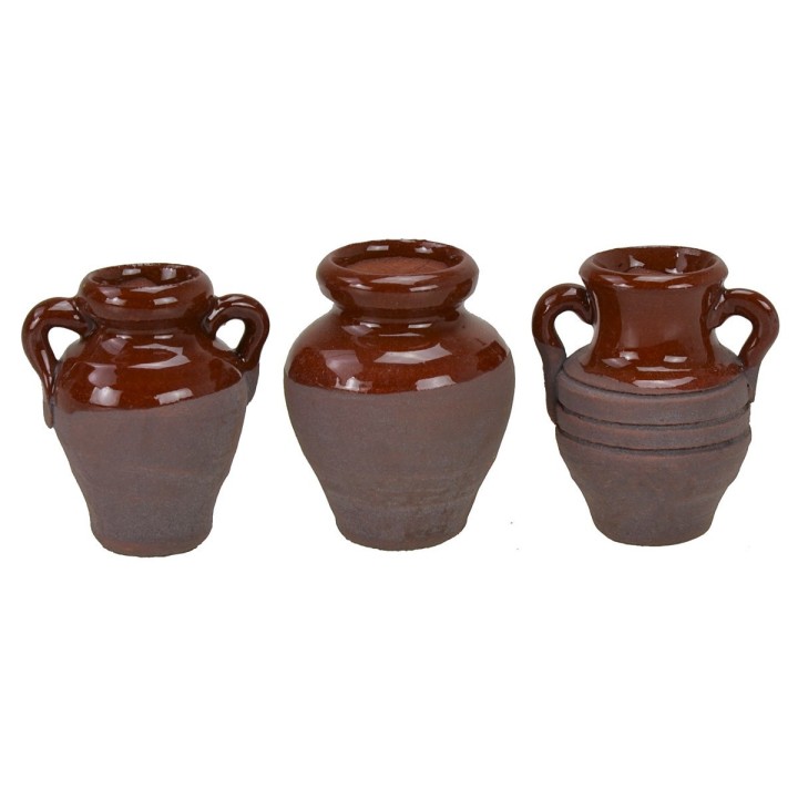 Set of 3 aged amphorae 4 cm h