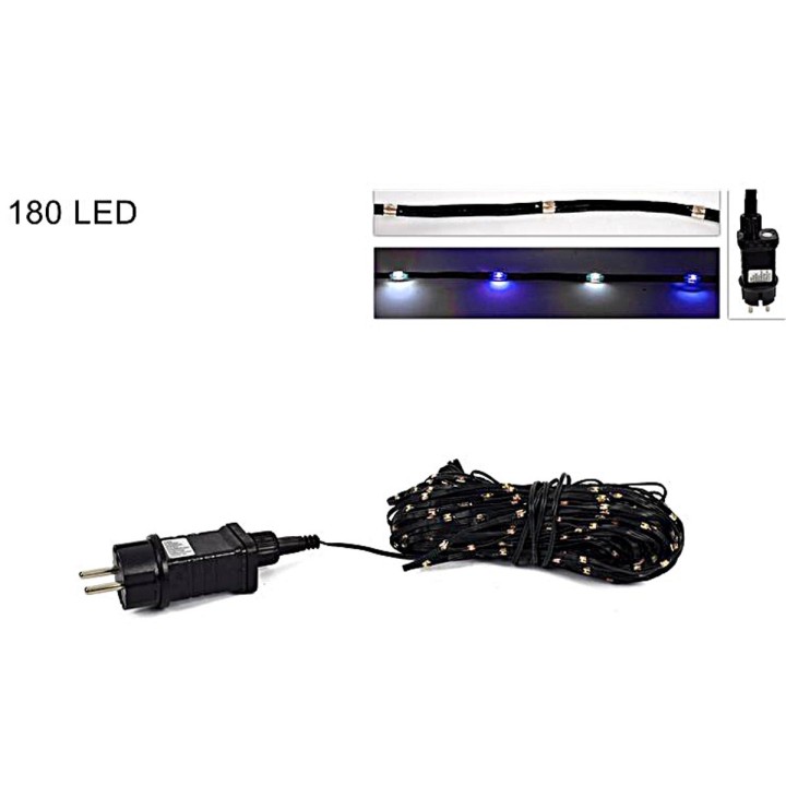 Micro LED flat wire chain 180 cold white-blue LEDs for