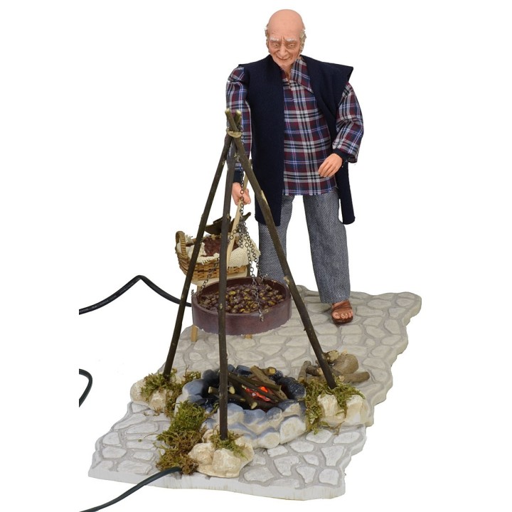 Castañero en movimiento de 30 cm con fuego