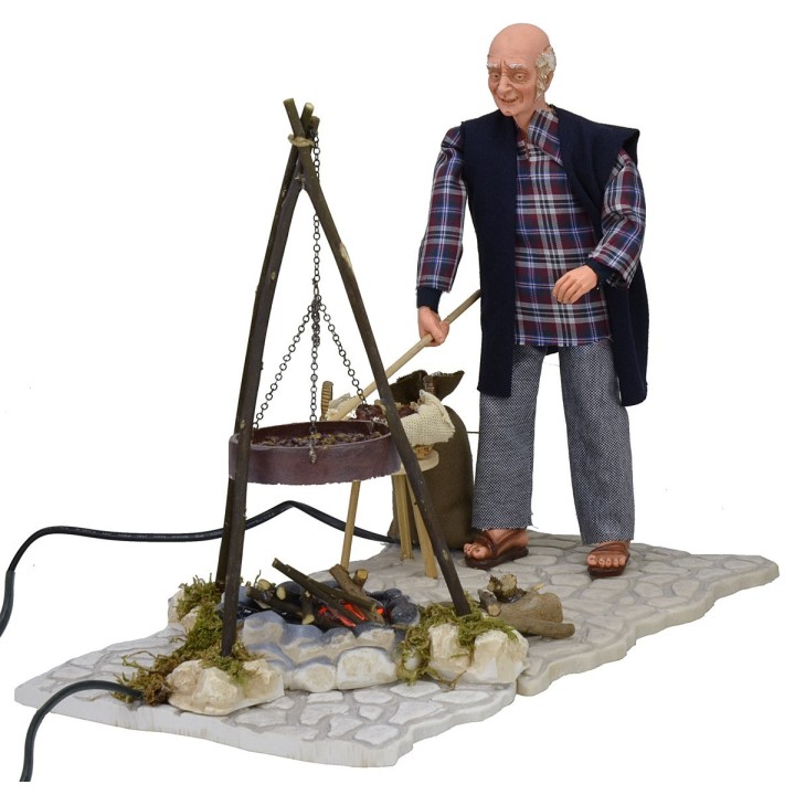 Castañero en movimiento de 30 cm con fuego