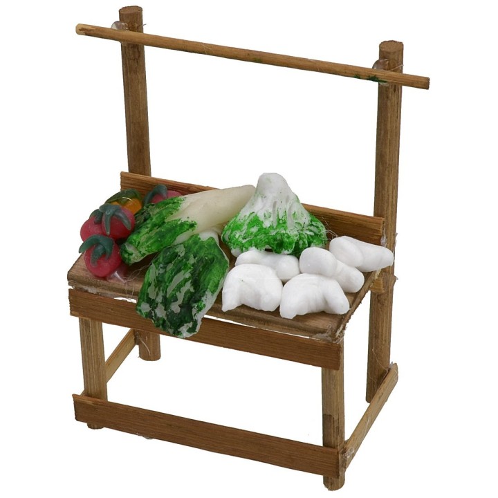 Banco de verduras en cera 6x3,5x8,5 h.