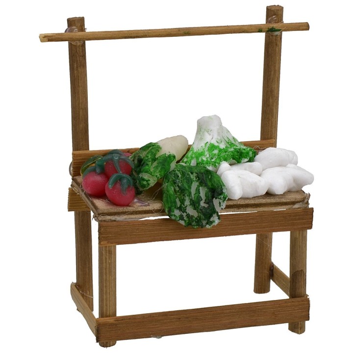 Banco de verduras en cera 6x3,5x8,5 h.