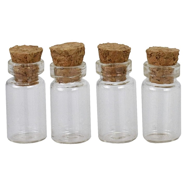 Set of 4 glass jars with 2.5 cm openable cap