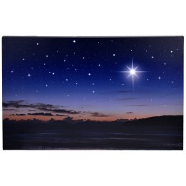 Cielo estrellado con paisaje al atardecer y estrella polar