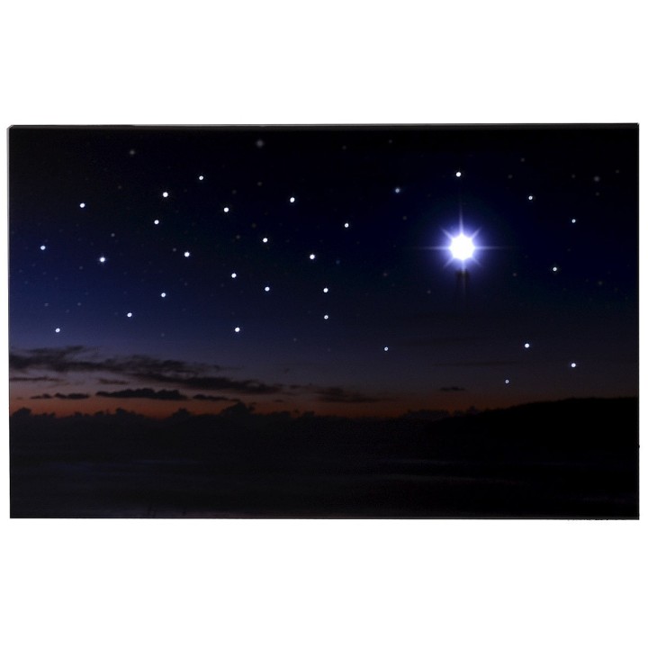 Cielo stellato con paesaggio al tramonto e stella polare fibre