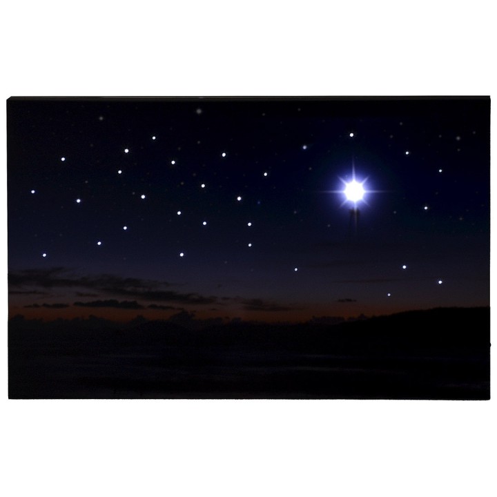 Cielo stellato con paesaggio al tramonto e stella polare fibre