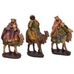 Set of 3 Magi on camel in resin series 10 h cm
