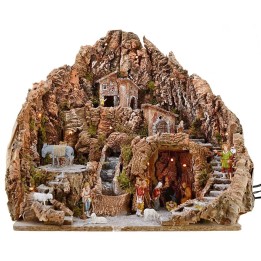 Presepe completo di statue Landi cm 52x55x48 h con cascata