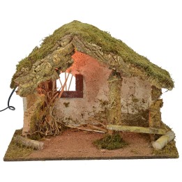 Cabaña para belén iluminada cm 50x24x36 h