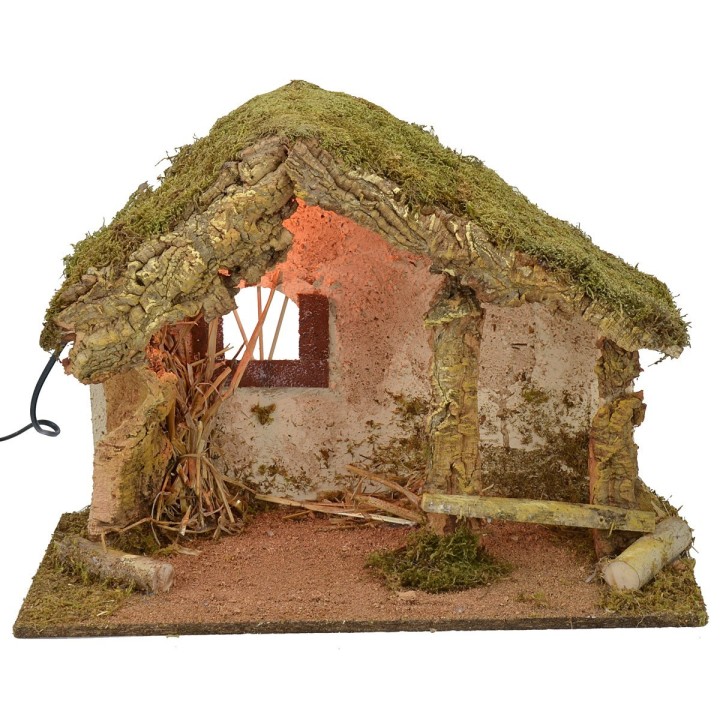 Cabaña para belén iluminada cm 50x24x36 h